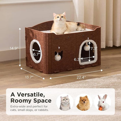 Joydeco Cat House for Indoor Cats, Extra Wide Scratch Resistant Felt Cat Condo - Image 6