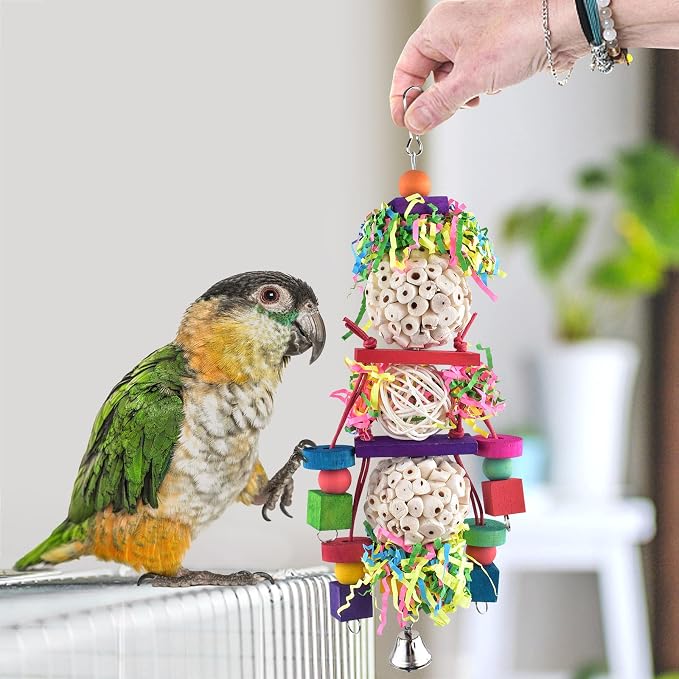 Bissap Conure Toys, Bird Parrot Foraging Shredder Hanging Toys Sola Balls Sepak - Image 5