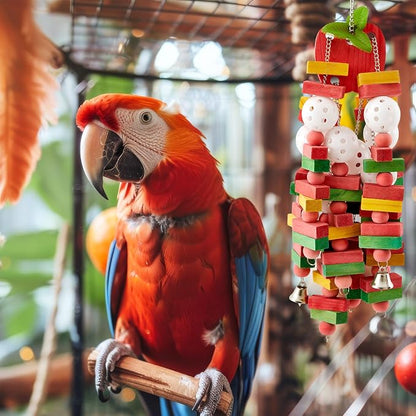 3 Pcs Extra Large Bird Parrot Toy Multicolored Natural Wooden Parrot Cage - Image 2