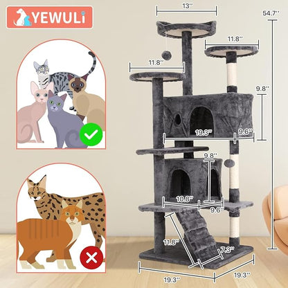 54in Cat Tree Cat Climbing Tower - Image 7
