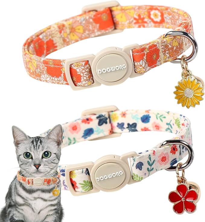 2 Pack Flower Cat Collars Breakaway by DOGWONG