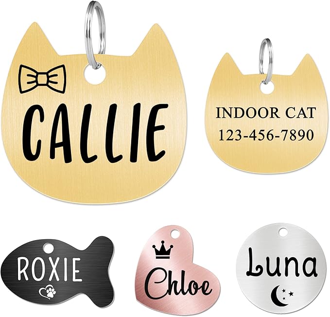 Ultra Joys Cat ID Tag Personalized Pet Tags, Durable Stainless Steel Small Pet by UltraJoys