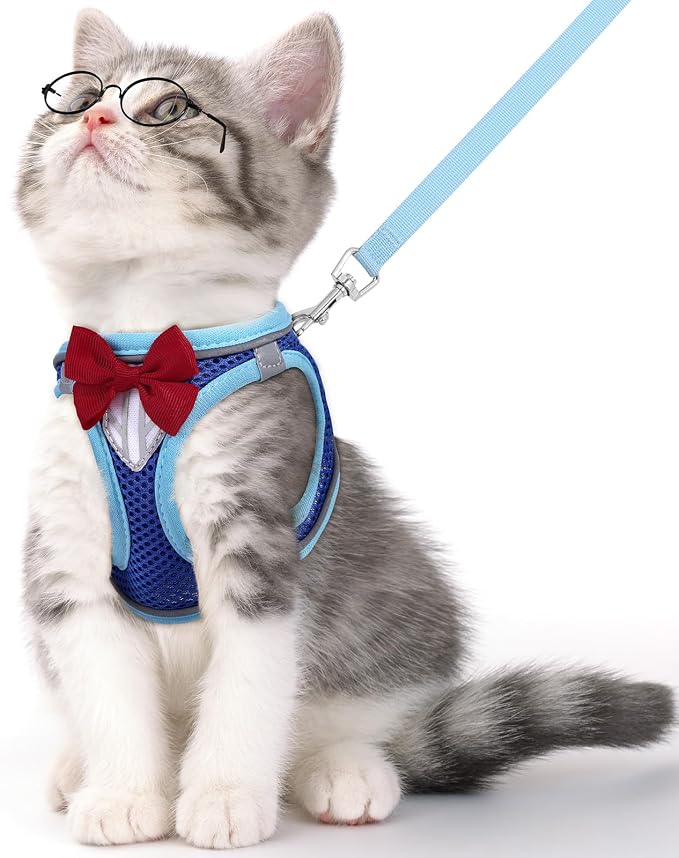 Cat Vest Harness and Leash Set for Walking Escape Proof, Adjustable Kitten by NCMAMA