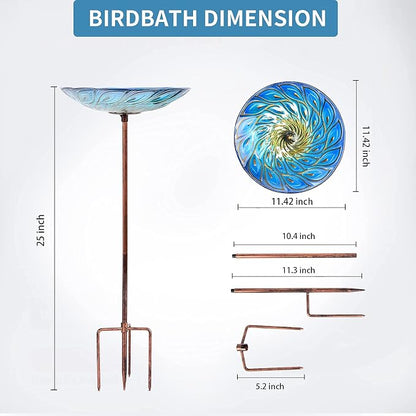 MUMTOP Glass Bird Bath, Garden Outdoor Birdbaths Birdfeeder - Image 6