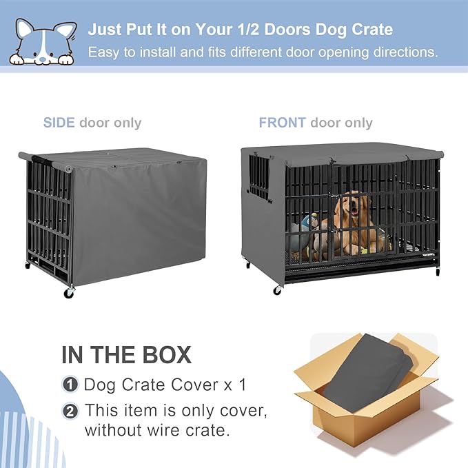 Explore Land Dog Crate Cover Heavy Duty Polyester Pet Kennel Sunshade Universal - Image 2