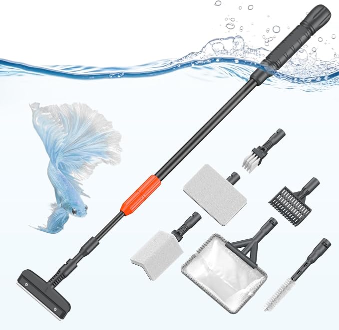 Pawfly Aquarium Cleaning Tools, 7 in 1 Fish Tank Cleaning Kit, Algae Scraper by Pawfly