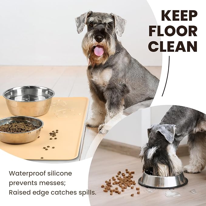 VIVAGLORY Dog Food Mat Flexmat Dog Bowl Mat, Placemat Food Tray - Image 2