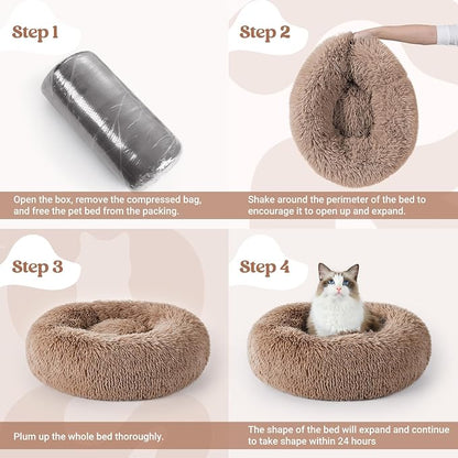 rabbitgoo Cat Beds for Indoor, 20 inches Machine Washable, Fluffy Round Pet Bed - Image 9