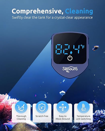 Aquarium Magnetic Cleaner with Thermometer, Fish Aquariums Mini Magnet Brush - Image 5