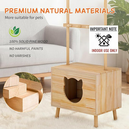 LOYIGA Cat House Side Table, Dog Closet Wooden Pet House Kitten Clothes Rack - Image 4