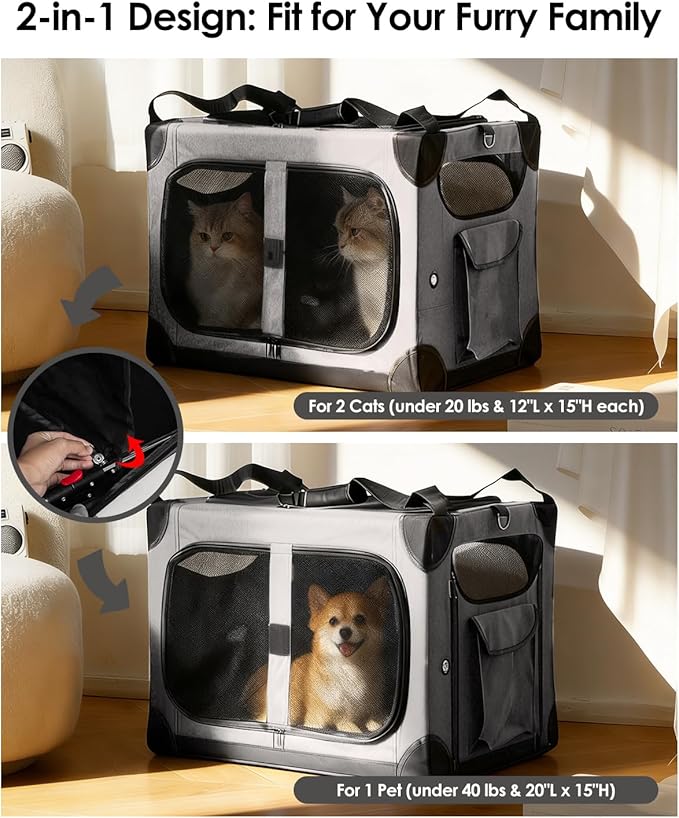 Extra Large Cat Carrier for 2 Cats, XL - Image 3