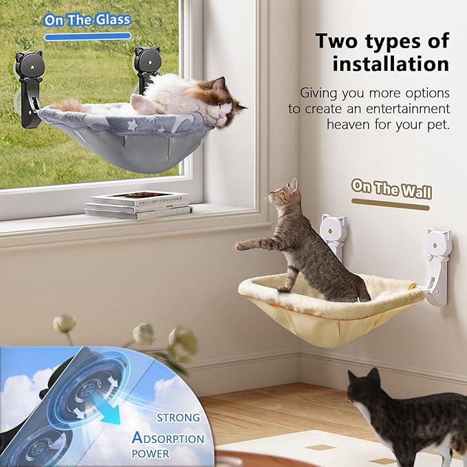 Cat Window Perch Cordless, Glow in The Dark & Stable Cat Beds- Breathable - Image 4