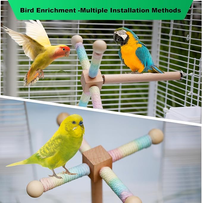 24 Inch Bird Perch Rope with 360° Free Rotating Stand, 0.8 Inch Diameter - Image 3