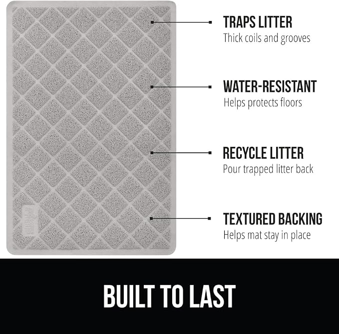 GORILLA GRIP Cat Litter Box Mat, Water Resistant, US Designed Kitty Litter - Image 2
