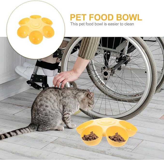 Multipurpose Pet Feeding Bowl 14X14X3.5 Inch Flower Shape Plastic Cat Dog Food - Image 9