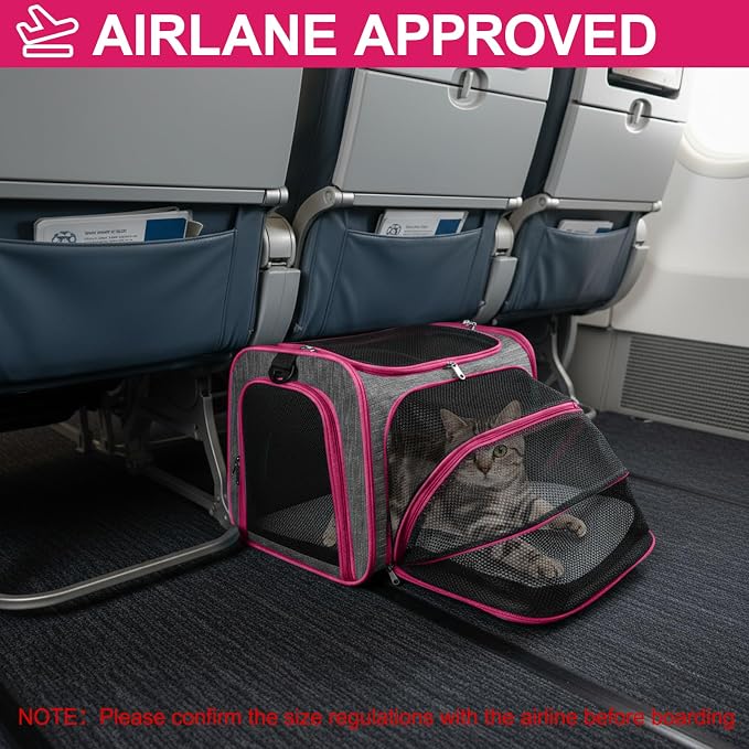 Pet Carrier with Wheels Up to 33 lbs Airline Approved Cat Carrier Rolling Pet - Image 4
