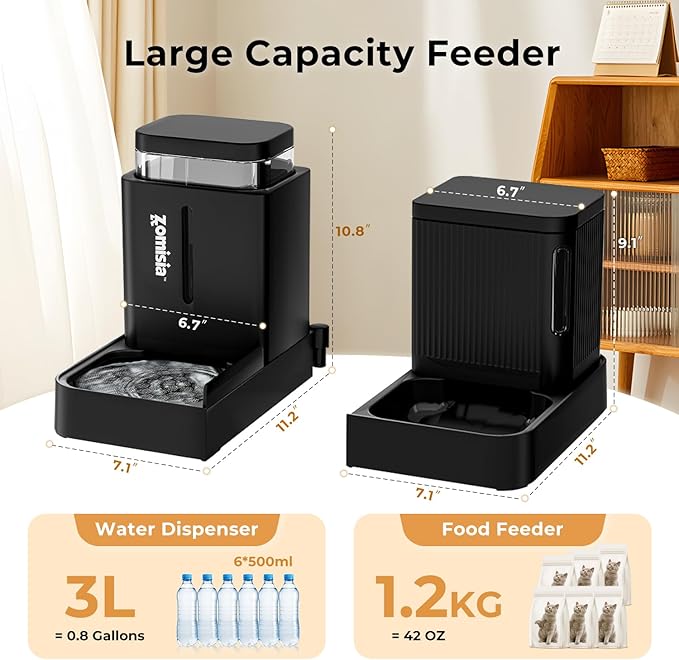 Gravity Cat Feeder and Water Dispenser, 2 in 1 Cat Self Feeder - Image 2