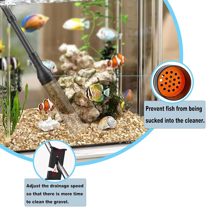 Carefree Fish Aquarium Gravel Cleaner 6Ft Hose Fish Tank Water Changer Gravel - Image 5