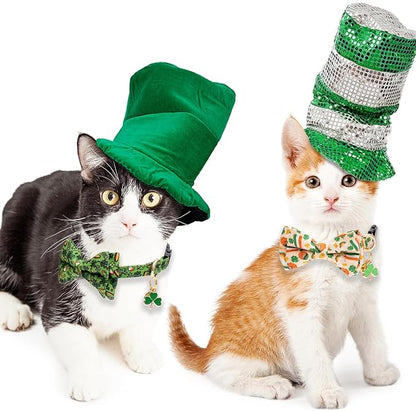 Faygarsle 2 Pack St Patrick's Day Cat Collar Cute Trefoil Gold Coin Printed - Image 6