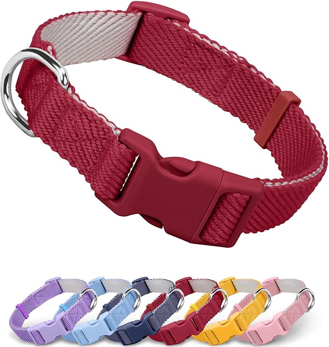 Dynmeow Soft and Breathable Cotton Dog Collar, Durable Adjustable Pet Collar by Dynmeow
