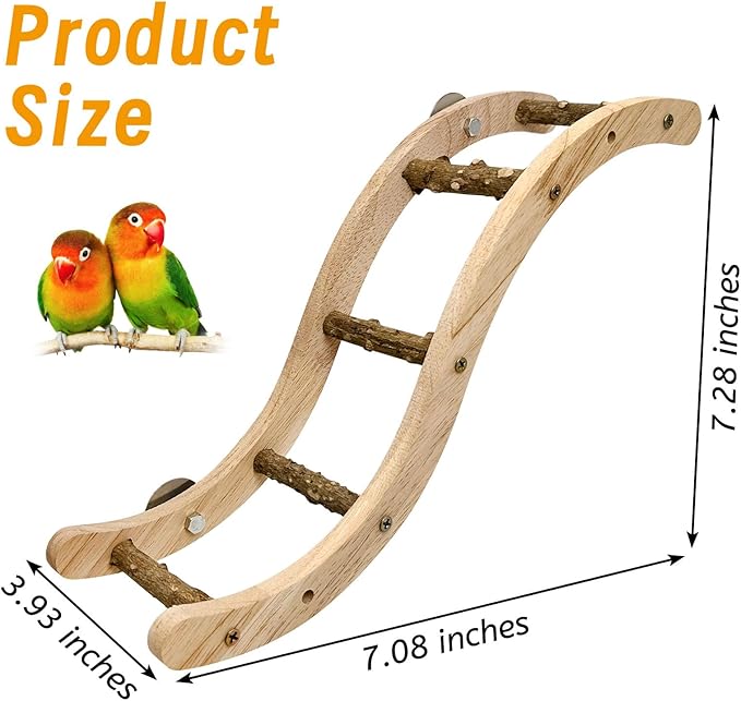 Hamiledyi Nature Wooden Bird Ladder Pet Parrots Climb Bridge Exercise Stands - Image 3