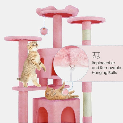 54 Inches Cat Tree Tower Condo Furniture, Cat Tower - Image 4