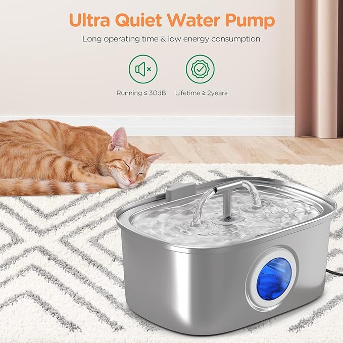 Cat Water Fountain Stainless Steel: 108oz/3.2L Automatic Pet Water Fountain Dog - Image 4