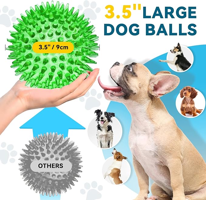 SHARLOVY 3.5” Large Dog Toys Ball, 6 Pack Squeaky oys, Durable - Image 2