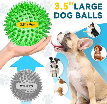 SHARLOVY 3.5” Large Dog Toys Ball, 6 Pack Squeaky oys, Durable - Image 2