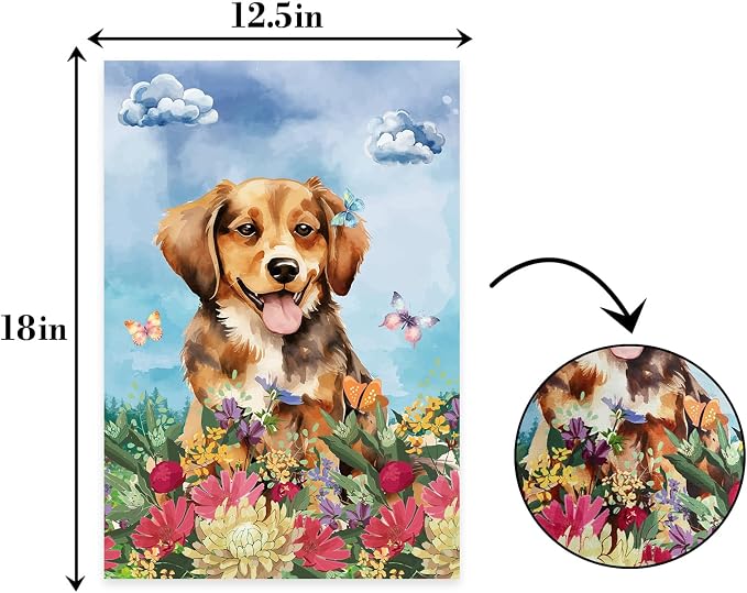 Dog Welcome Garden Flag Welcome Happy Butterfly Dog Animals Outdoor Garden - Image 2