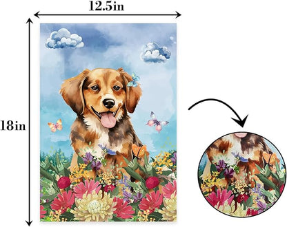 Dog Welcome Garden Flag Welcome Happy Butterfly Dog Animals Outdoor Garden - Image 2