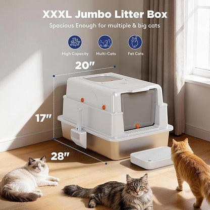 FURTIME XXXL Extra Large Stainless Steel Litter Box - Image 2