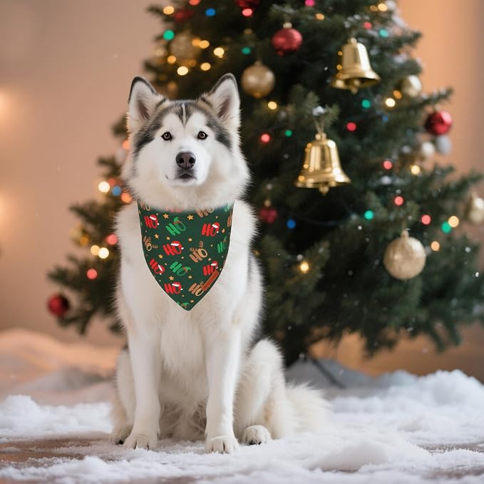 ADOGGYGO Christmas Dog Bandanas 2 Pack, Reversible Snowman Hoho Pattern Xmas - Image 3