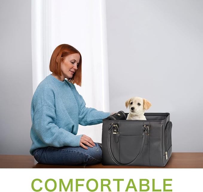 Fashion Pet Carrier Dog Purse Cat Bag Soft-Sided Carriers Travel Airline - Image 7