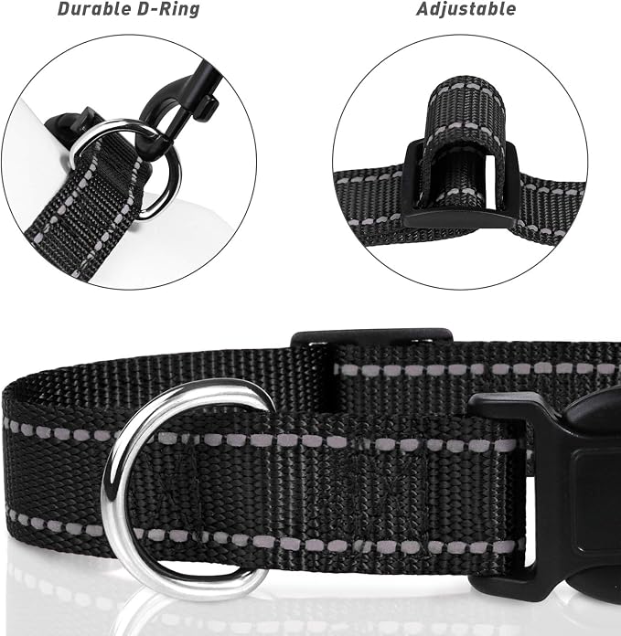 TagME Reflective Nylon Dog Collars, Adjustable Classic Pet Collar - Image 3