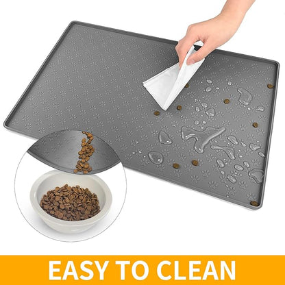 Ptlom Grey Pet Placemat for Dog and Cat, Waterproof Anti-Slip Pet Feeding Bowl - Image 7