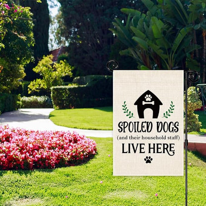 Spoiled Dogs and Their Household Staff Live Here Garden Flag, Double Sided Yard - Image 4