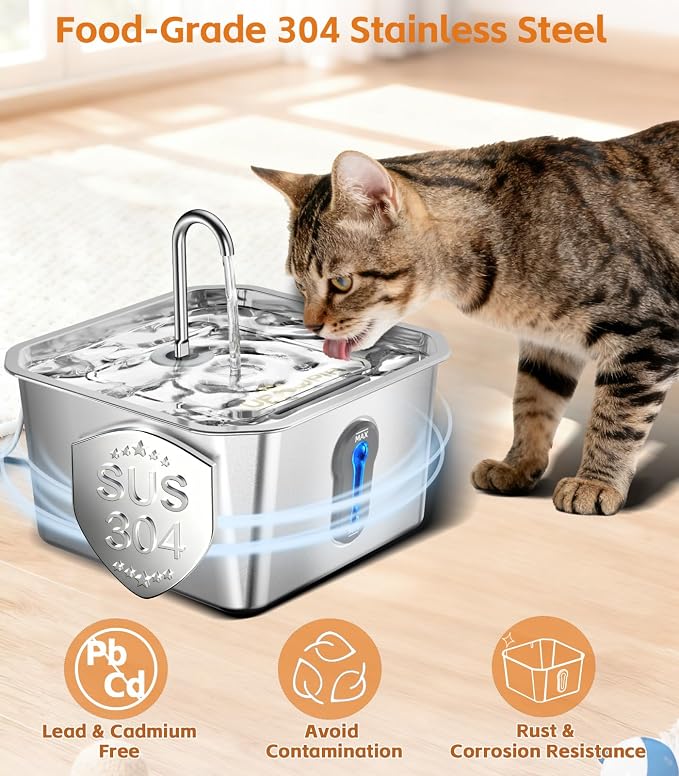 4L Large Capacity Cat Water Fountain Stainless Steel - Image 3