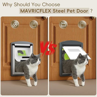 MAVRICFLEX Cat Door for Door, All-Stainless Steel Frame Cat Door - Image 5