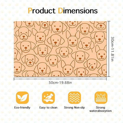 Adorable Cute Dog Faces Pattern Pets Food Mat Spill-Proof Pets Feeding Mats - Image 6