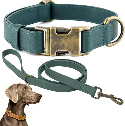 Dog Collar and Leash Set, Leather Silicone Waterproof Odor-Proof Dog Collar and by Ben+%26+Fellows