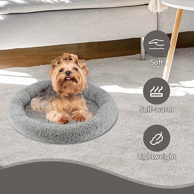 Enjoying Plush Cat Bed Mat, 15.75" Round, Self Warming Dog Bed - Image 3