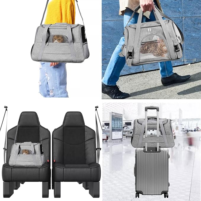 kathson Rabbit Travel Carrier Bag Airline Approved Pet Pocket Breathable Mesh - Image 4