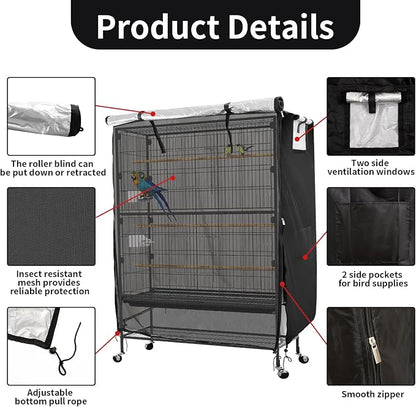 Bird Cage Covers for Night, 38”L×23”W×51”H, 420D Fabric Washable Waterproof - Image 4