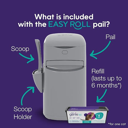 Litter Genie Easy Roll Cat Litter Disposal Pail | Odour Control, Refill Bags & - Image 2