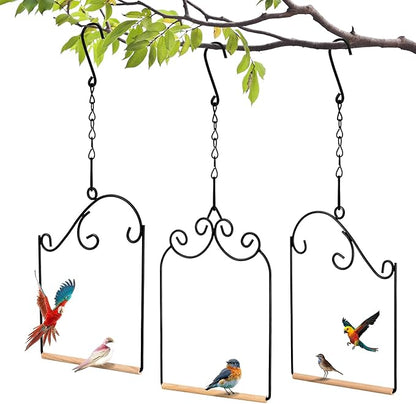 3 Pcs Hummingbird Swings and Perches Wild Bird Swing Metal Frame by Jenaai