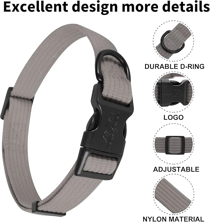lynxking Dog Collar Soft Padded Breathable Cotton Solid Color Strong Adjustable - Image 3