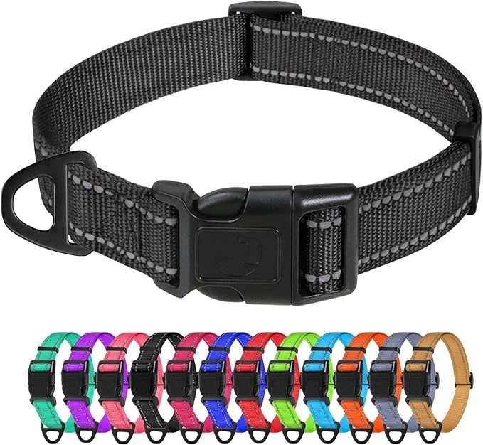 TagME Reflective Nylon Dog Collars, Adjustable Classic Pet Collar by TagME