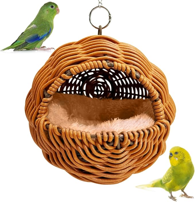 BNOSDM Rattan Parrot Nesting House Bird Nest Parakeet Hanging Swing Soft by BNOSDM