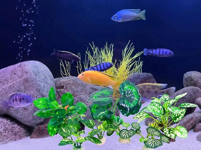 Betta Fish Tank Accessories 7 Pack Silk Aquarium Plants Decoration Artificial - Image 3